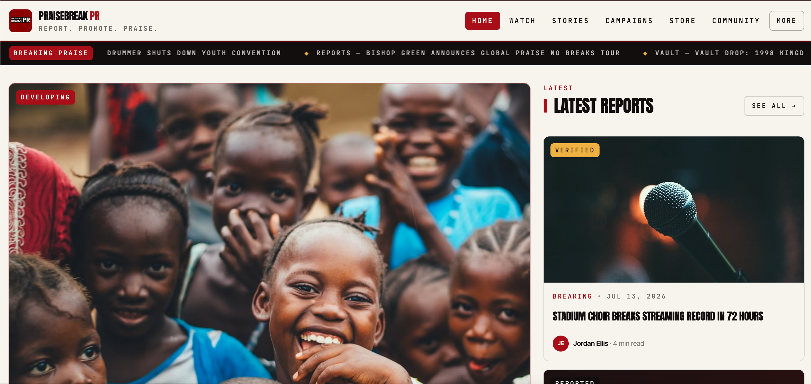 PraiseBreak PR Launches: Vital Reporting for the Church, the Community, and the World